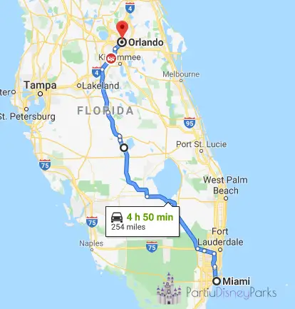 Miami to Orlando Trajeto US 27