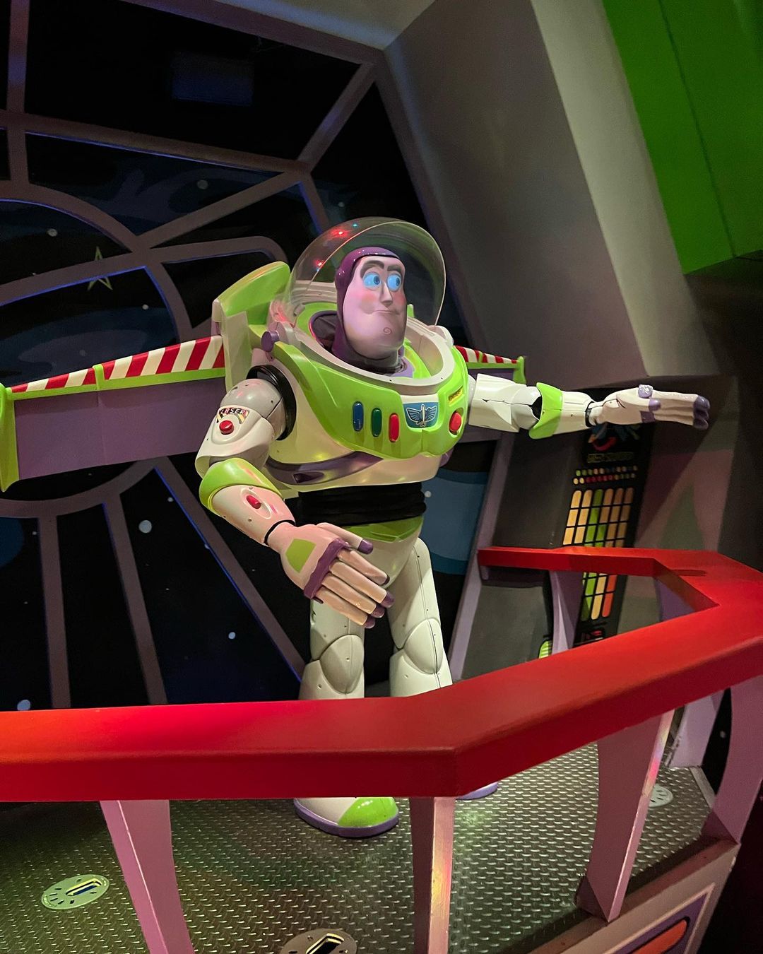 Buzz Lightyear in line at Buzz Lightyear Space Ranger Spin Attraction