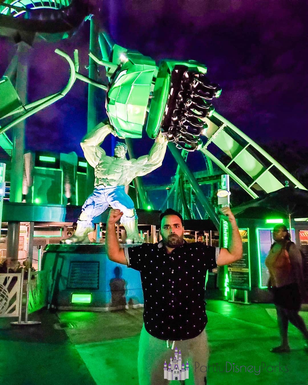 Carlos on the hulk- roller coaster