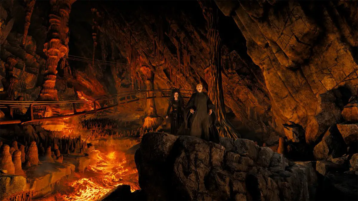 Escena del simulador de Harry Potter en Universal: Harry Potter y la fuga de Gringotts