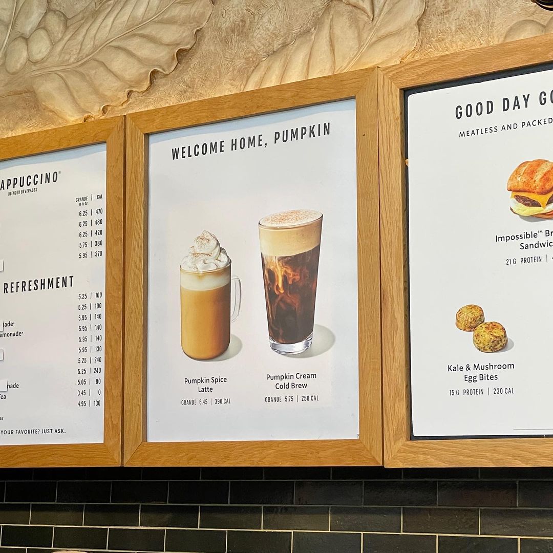 Menú de Starbucks en Disney Springs