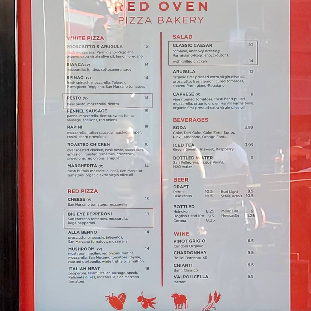 Cardapio do Pizza do Red Oven Pizza Bakery