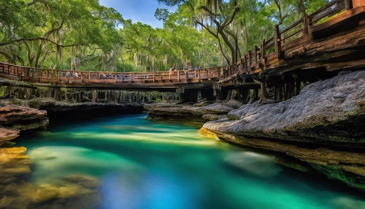 Image of Florida's top dive sites, including John Pennekamp Coral Reef State Park, Devil's Den, Blue Heron Bridge, South Walton Museum of Underwater Art, and Ginnie Springs.