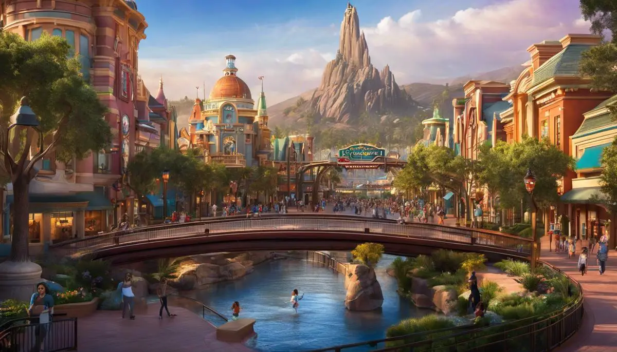 Image of the Disney California Adventure park with dashes instead of spaces