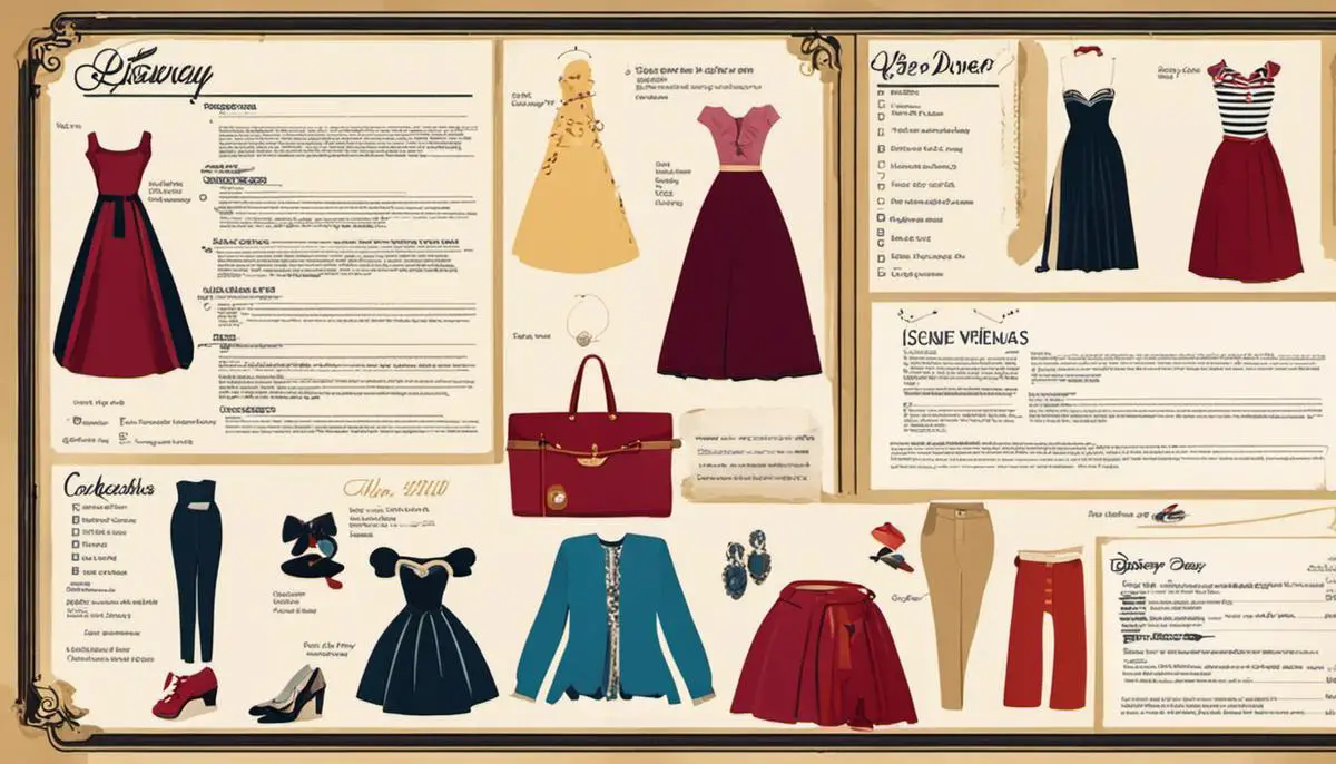 Una lista de verificación con prendas de vestir, zapatos y accesorios para un viaje a Disney.