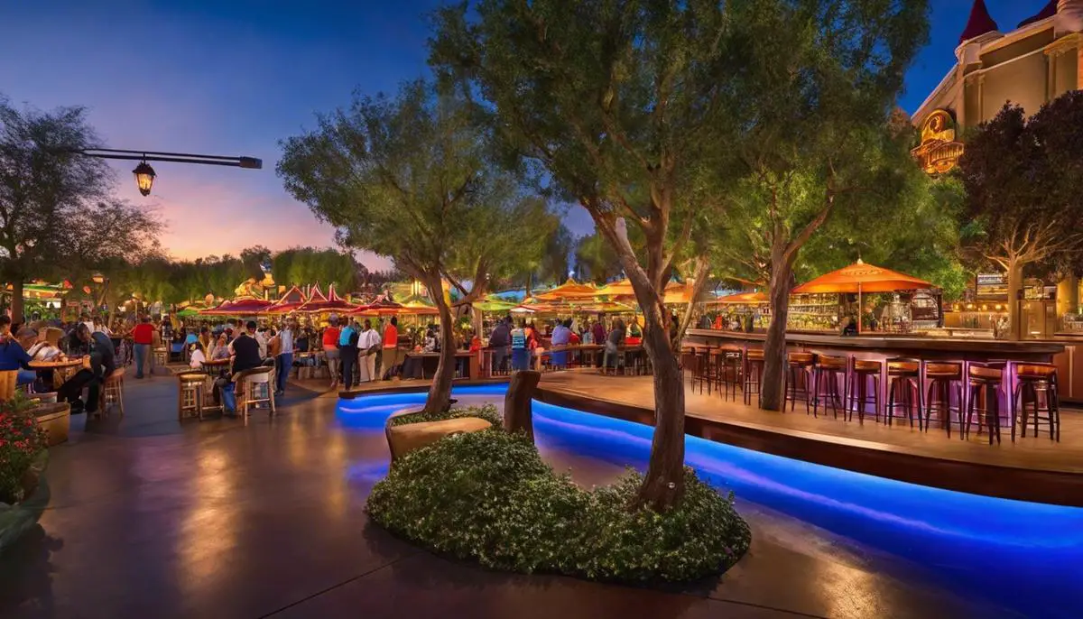 Im Disney California werden verschiedene Getränke serviert, darunter farbenfrohe Getränke, Wein und Craft-Bier, die allen Besuchern ein erfrischendes Erlebnis bieten.