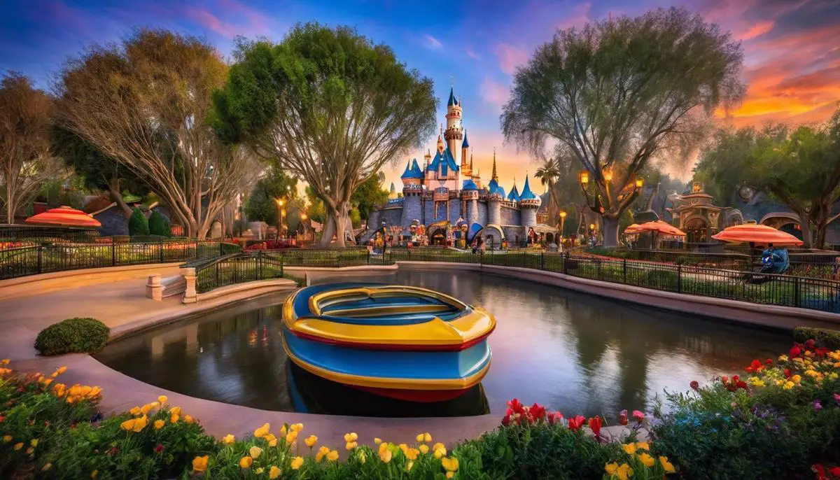Image of a Disneyland California theme park, showing the magic of the characters and fun for all ages.