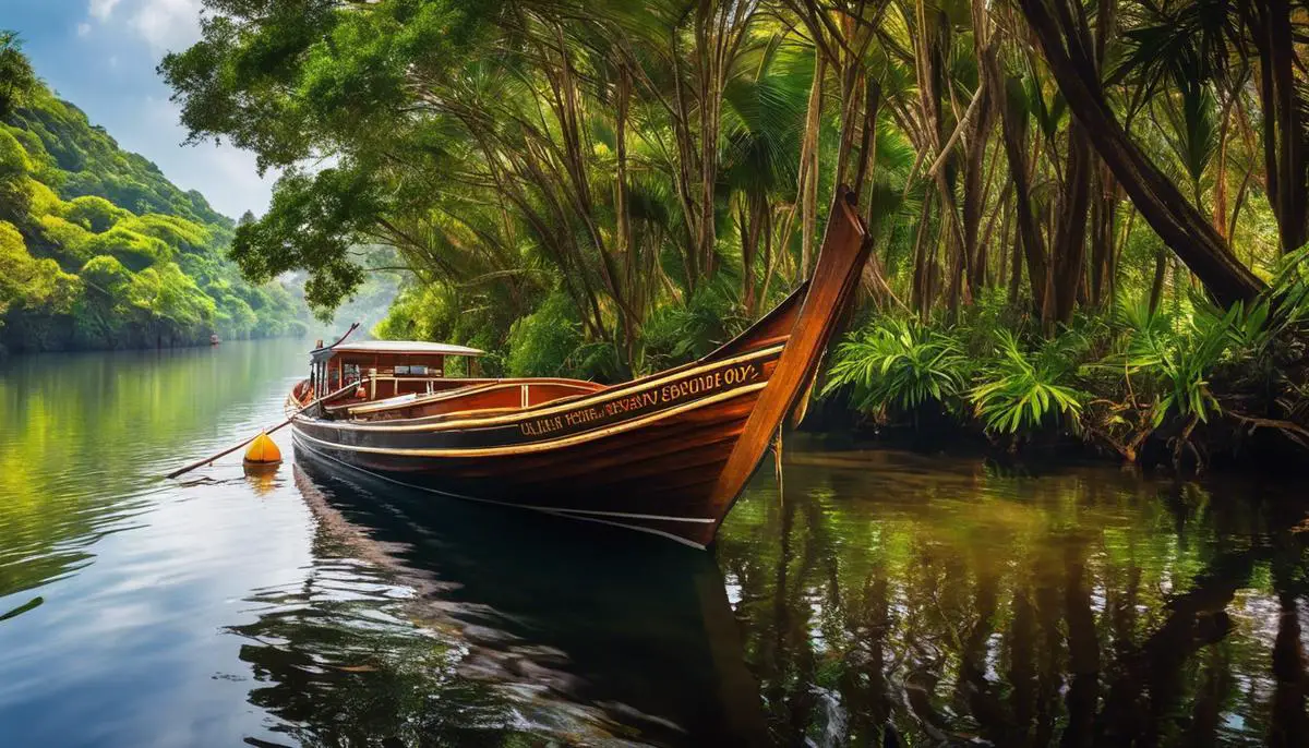 Imagem de um passeio de barco na Flórida com paisagem vibrante e vida selvagem abundante.